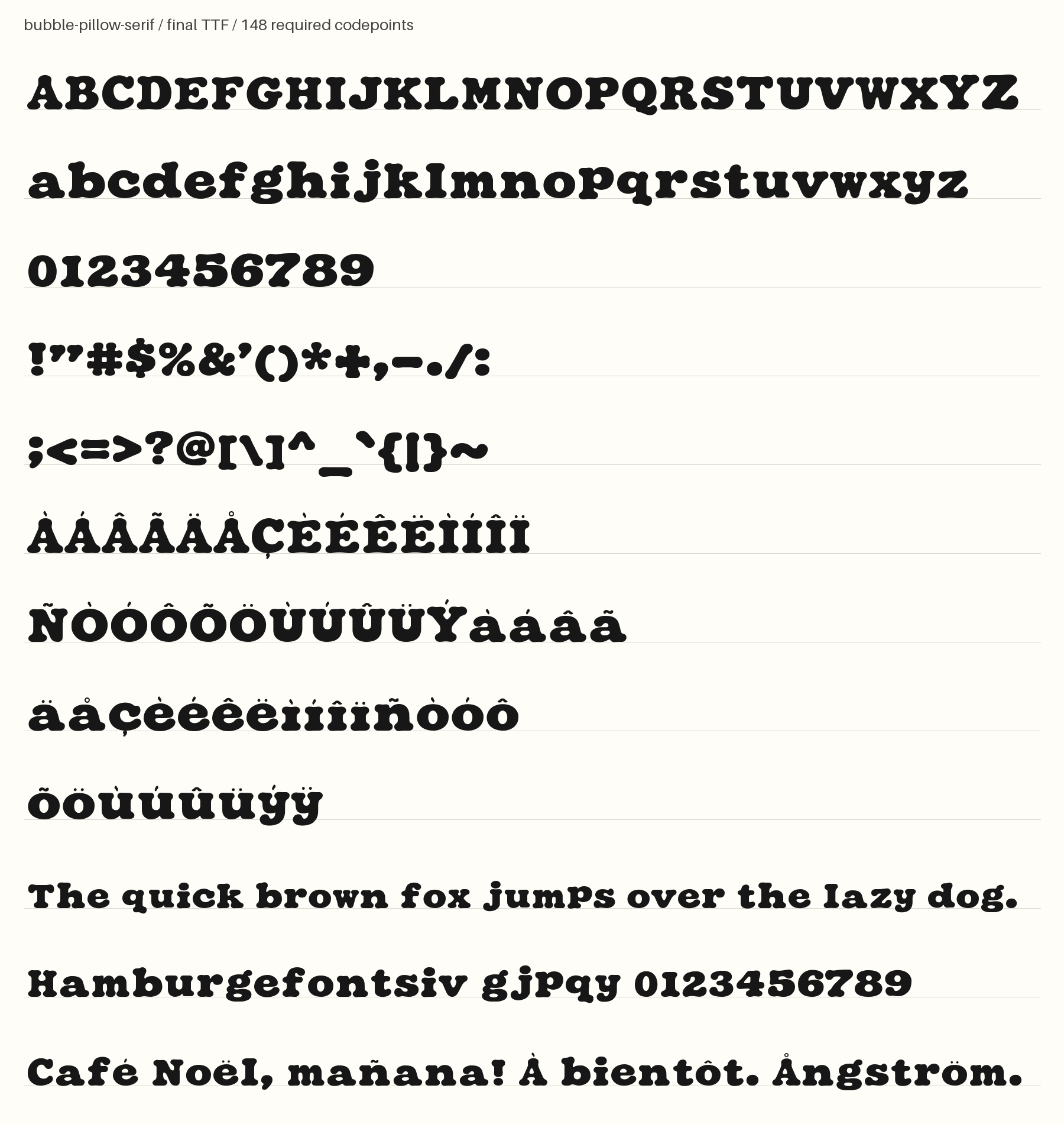 Bubble Pillow Serif full-coverage specimen